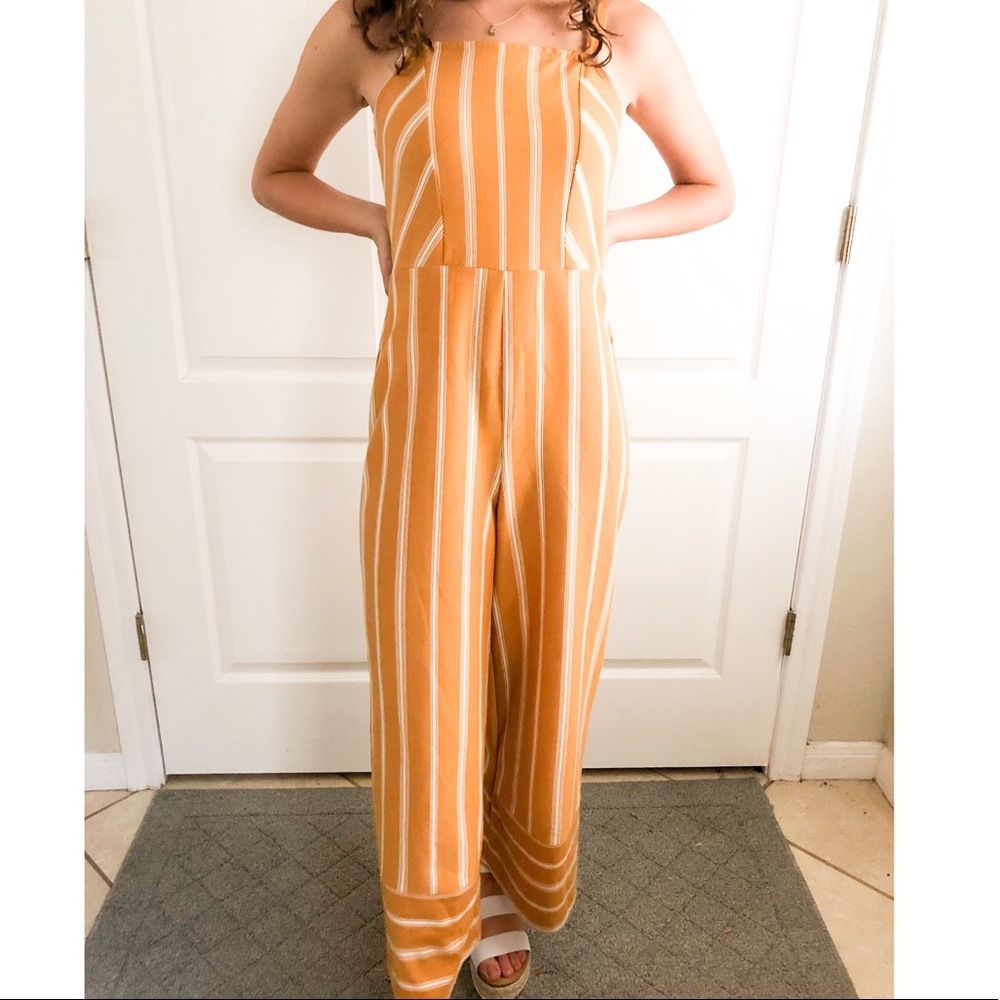 short sleeve striped jumpsuit
